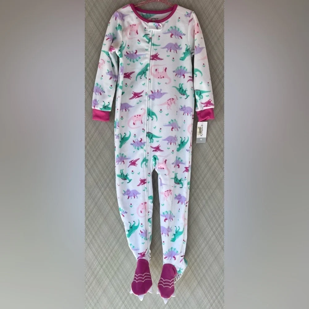 Carter’s - One Piece Dinosaur-Print Footed Pajamas (Size 4t) NWT